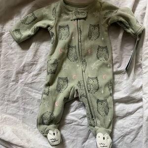 3/$20 Green Owl Print Kids One Piece